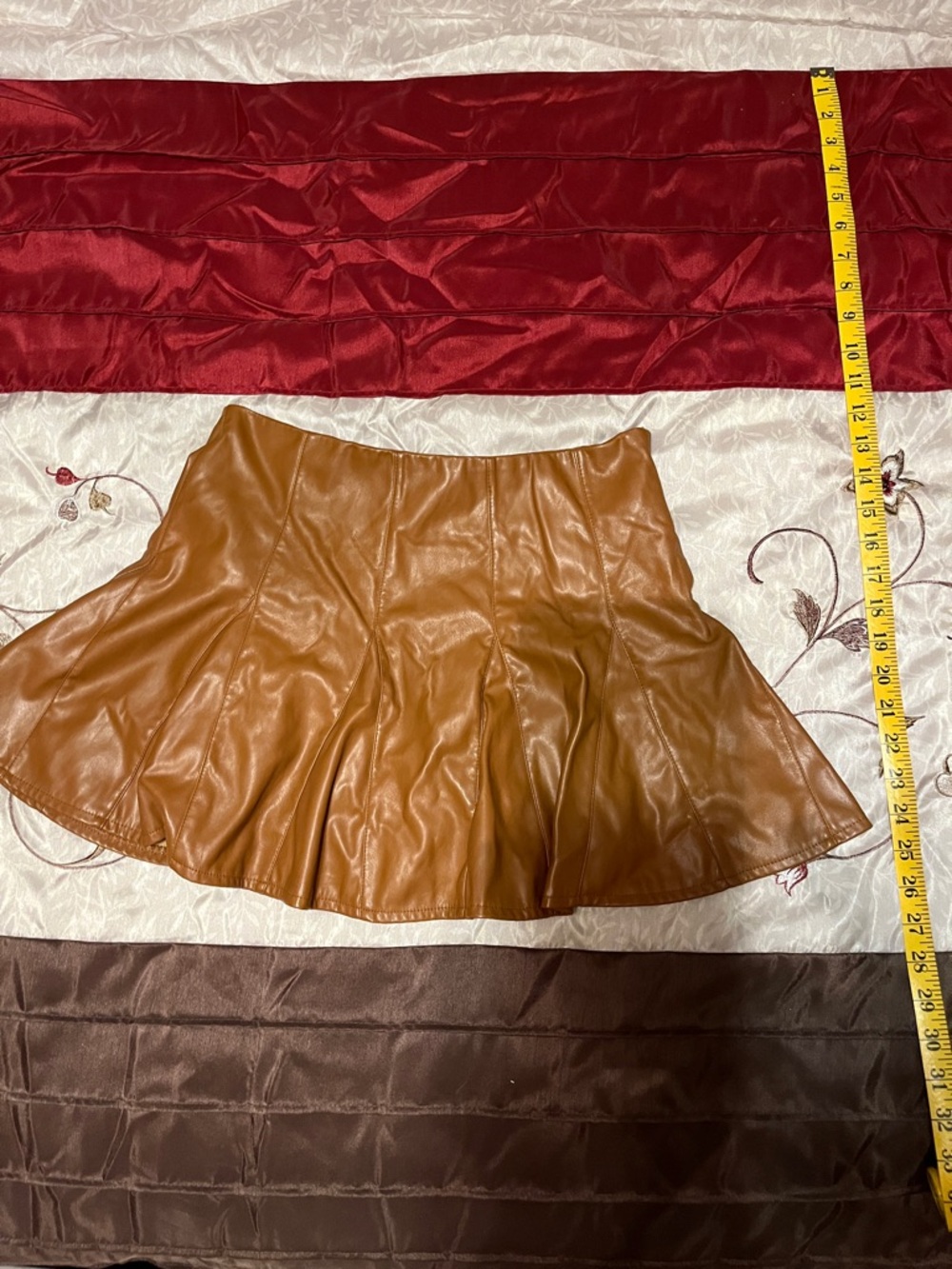 Papaya Camel Brown Faux Leather Circle Skirt